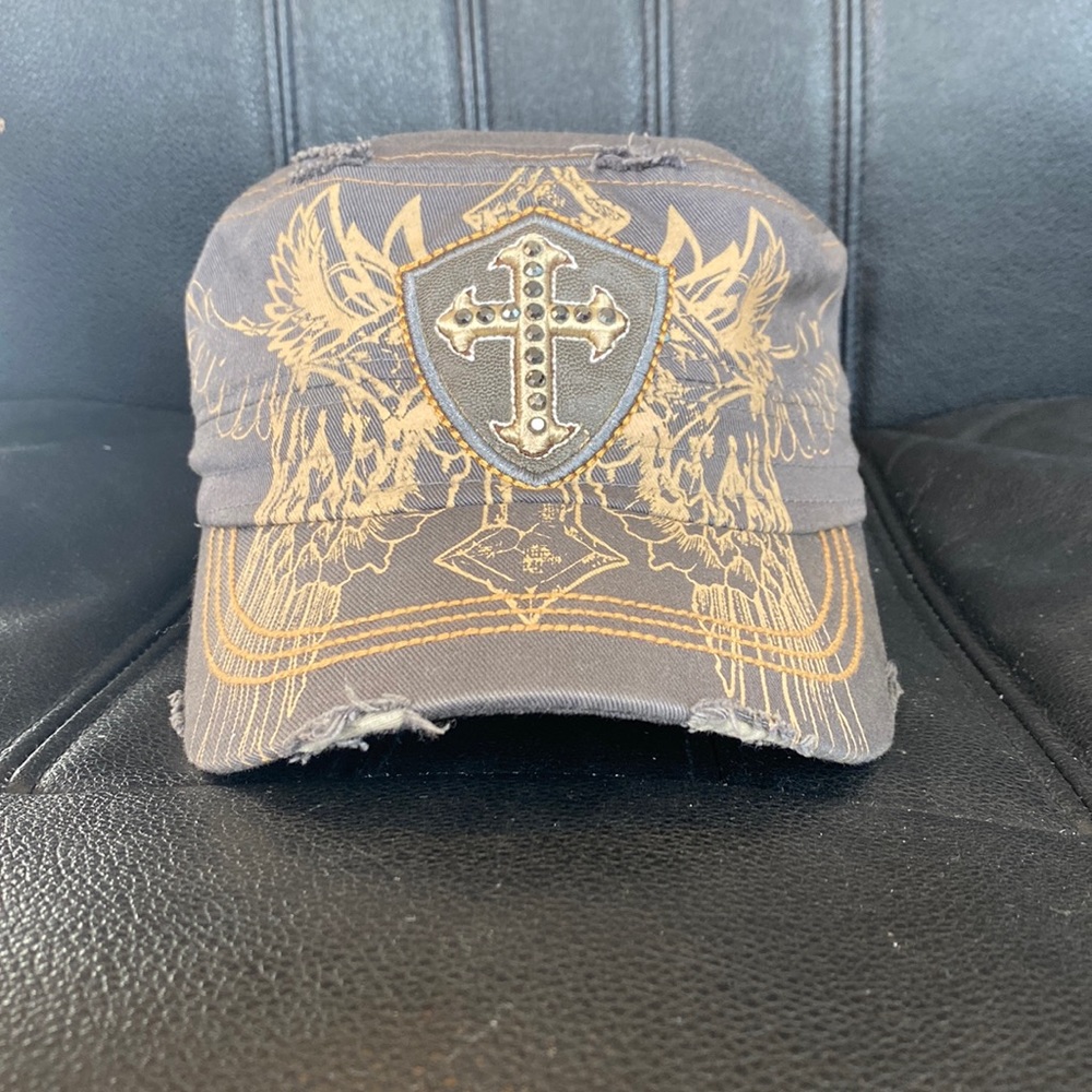 Original Vintage KB ETHOS Y2K Military Style Studded Cross Hat